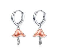 YFN Mushroom Hoop Earrings Gifts Sterling Silver Mushroom Jewelry for Women Girls