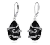YFN Octopus Earrings Sterling Silver Black Tourmaline Dangle Drop Earrings Crystal Healing Jewellery Spiritual Protection Gifts for Women Girls