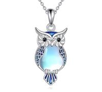 YFN Owl Necklace Sterling Silver Moonstone Owl Pendant Jewellery Animal Gifts for Women