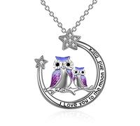 YFN Owl Pendant Necklace Jewellery Sterling Silver Gift Never Give Up Inspiration Necklace for Women daughters (Owl Moon Necklace)