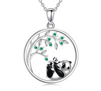 YFN Panda Necklace 925 Sterling Silver Mother and Daughter Necklace Tree Jewelry Gift for Women Mother