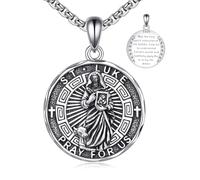 YFN Patron Saint Necklace Sterling Silver Amulet Medal Pendant Religious Jewellery Gift for Men Women