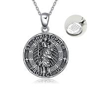 YFN Patron Saint Necklace Sterling Silver Amulet Medal Pendant Religious Jewellery Gift for Men Women