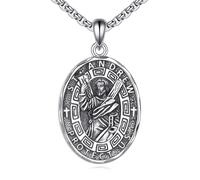 YFN Patron Saint Necklace Sterling Silver Amulet Medal Pendant Religious Jewellery Gift for Men Women