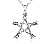 YFN Pentagram Necklace Sterling Silver Pentacle Necklace Star Necklace Wiccan Jewelry Gifts for Women Men Mother's Day (pentagram)