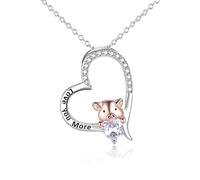 YFN Pig Necklace Jewellery Gifts Sterling Silver Love You More Heart Necklace Piggy Gifts for Daughter Girlfriends