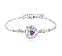 YFN Purple Tree of Life Bracelet Sterling Silver Tree of Life Charm Bracelet Dainty Jewellery Purple Gift for Women