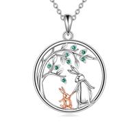 YFN Rabbit Necklace 925 Sterling Silver Mother and Daughter Necklace Bunny Jewellery Gift for Women Mother