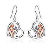YFN Rose Gold Horse Earrings Jewellery Sterling Silver Animal Stud Earrings Girls Embrace Horse Gift for Girls (Gold Horse Earring)