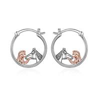YFN Rose Gold Horse Earrings Jewellery Sterling Silver Animal Stud Earrings Girls Embrace Horse Gift for Girls (Horse Earrings Hoop)