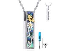 YFN S925 Sterling Silver Bee & Daisy Cremation Urn Pendant Necklace - Memorial Ashes Keepsake for Loved Ones, Adjustable Chain, Elegant Sympathy Gift