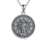YFN Saint Florian Necklace Sterling Silver Religious Protector Pendant St Florian Jewellery Gifts for Women Men Firefighters