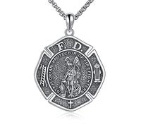 YFN Saint Florian Necklace Sterling Silver Religious Protector Pendant St Florian Jewellery Gifts for Men Firefighters