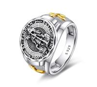 YFN Saint Florian Ring Sterling Silver Religious Protector Ring St Florian Jewellery Gifts for Women Men (St Florian, 8)