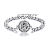 YFN Saint Francis Bracelet Sterling Silver Religious Protector Bracelet St Francis Jewellery Gift for Women Men