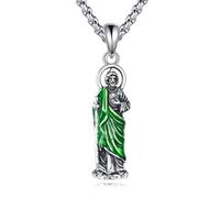 YFN Saint Jude Necklace Sterling Silver Religious Protector Pendant St Jude Jewellery Gifts for Women Men