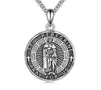 YFN Saint Peregrine Necklace Sterling Silver Religious Protector Pendant St Peregrine Jewellery Gifts for Women Men
