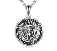 YFN Saint Sebastian Necklace Sterling Silver Religious Protector Pendant St Sebastian Jewellery Gifts for Women Men