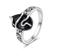 YFN Snake Ring Sterling Silver Black Obsidian Ring Tourmaline Crystal Healing Jewelry Spiritual Protection Gifts for Women Girls (8)