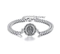 YFN St Augustine Bracelet Sterling Silver Saint Augustine Adjustable Bracelet Religious Protector Jewellery Gifts for Men Women