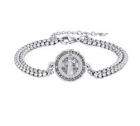 YFN St Benedict Bracelet Sterling Silver Saint Benedict Bracelet Adjustable Religious Protector Jewellery Gifts for Men Women
