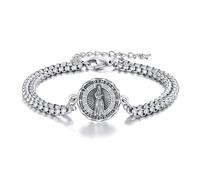 YFN St Dymphna Bracelet Sterling Silver Saint Dymphna Adjustable Bracelet Religious Protector Jewellery Gifts for Men Women