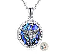 YFN St Michael Locket Necklace That Holds Images Sterling Silver Archangel Michael Necklace San Miguel Archangel Photo Necklace Saint Michael Picture Locket Necklace Men