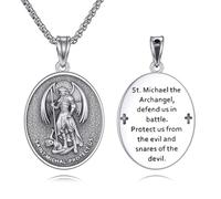 YFN St. Michael Necklace 925 Sterling Silver Saint Michael Pendant Archangel Protection Medal, Hypoallergenic Religious Jewelry Gift for Men & Women
