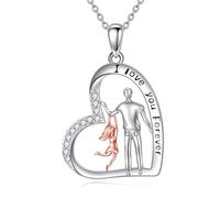 YFN Sterling Silver Father Daughter Necklace - Pendant Necklace Gift From Dad or Daughter
