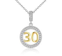 YFN Sterling Silver Number Birthday Necklace Pendant, 16 18 21 30 40 50 60, Unisex, All, Circle, Number, Jewelry Making