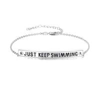 YFN Swimming Bracelet Sterling Silver Abalone Swim Charm Bracelet Just Keep Swimming Jewellery for Women Swimmer Gifts for Mom Wife
