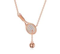 YFN Tennis Racket Necklace for Women Sterling Silver Rose Gold Tennis Racquet Charm Necklace Tennis Jewelry Gifts for Tennis Lovers Tennis Player