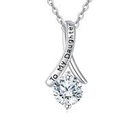 YFN To My Daughter Necklace Sterling Silver Moissanite Pendant Necklace Daughter Jewellery Birthday Gift for Women Graduation gifts for Her