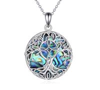YFN Tree of Life Necklace Sterling Silver Infinity Cross Pendant Abalone Shell Celtic Jewelry Gifts for Women Men