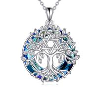 YFN Tree of Life Necklace Sterling Silver Star of David Pendant Blue Crystal Jewellery Gift for Ladies and Mothers