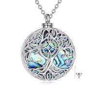 YFN Tree of Life Urn Necklace Sterling Silver Witches Knot Ashes Pendant Cremation Celtic Jewellery Keepsake Gifts for Women Men