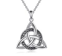 YFN Trinity Celtic Knot Necklace 925 Sterling Silver Celtic Shield Knot Necklace Irish Celtic Jewellery for Women