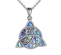 YFN Triple Moon Goddess Necklace Sterling Silver Pentagram Pentacle Moonstone Pendant necklace Pagan Wiccan Magic Amulet Tree of Life Jewelry 18" (Silver-Celtic Trinity Knot Necklace)