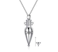 YFN Triple Moon Goddess Urn Necklace for Ashes Sterling Silver Witch Cremation Pendant Witchy Memorial Jewellery for Women Men Wicca Keepsake Gifts