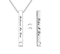 YFN Vertical Bar Necklace Sterling Silver Engraved Message Pendant Inspirational Jewelry Gifts for Women (Believe In You Like I Do)