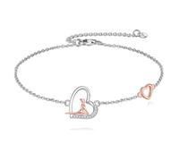 YFN Yoga Bracelet 925 Sterling Silver Heart Sports Jewellery Gift for Women Yoga Lovers