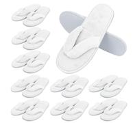 YFNVH 10 Pairs Flip Flop Spa Slippers for Guests Soft Coral Fleece House Slippers Reusable Washable Open Toe Slipper for Hotel Travel Wedding Party, 28 x 11 cm, White