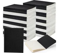YFNVH 100 Pack A6 Blank Black Pocket Notebooks Bulk - Mini Unlined Kraft Journals for Sketching, Classroom & Office, 48 Pages (24 Sheets) Thread-Bound Memo Notepads, 14 x 10.5 cm