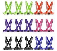 YFNVH 15 Pack Reflective Vest Running Gear, Adjustable Hi Vis Vest Bulk, High Visibility Safety Belt Straps Night Walking Accessories for Cycling Running Outdoor Men Women, 6 Colours