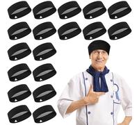YFNVH 20 Pack Black Chef Skull Caps Bulk Adjustable Kitchen Beanie Hats with Breathable Mesh Top Unisex Chef Hats for Kitchen Cooking Catering