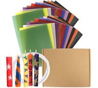 YFNVH 24 Pack Beeswax Sheets for Candle Making Kit, 12 Colours Candle Sheets with Wicks, Natural Beeswax for DIY Rolling Candles, Craft Gift, 25 x 20 x 0.3 cm