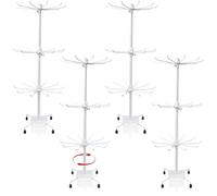 YFNVH 4 Pack Spinning Jewellery Display Stands, 3-Tier Rotating Necklace Holders, 70cm Tall Adjustable Metal Organiser Rack for Retail Stores, Market Stalls, Craft Fairs & Keychains, White