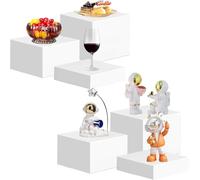 YFNVH 6 Pcs Acrylic Buffet Risers, 15/18/20 cm Display Box with Hollow Bottoms, White Acrylic Food Stands for Wedding, Party, Brunch, Dessert Table
