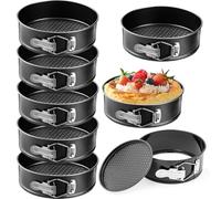 YFNVH 8 Pack 14cm Springform Cake Tins, Small Non-Stick Round Baking Tin with Loose Base, Leakproof Cheesecake Pans for Pie, Pizza, Quiche, 5.5 inch, Black