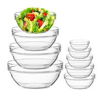 YFNVH Glass Mixing Bowls Set of 9 Salad Nesting Bowls Kitchen Prep Bowl Clear Glass Salad Bowls for Cooking Baking Ice Cream Pasta Cereal Fruits, 35 ml - 2.8 L